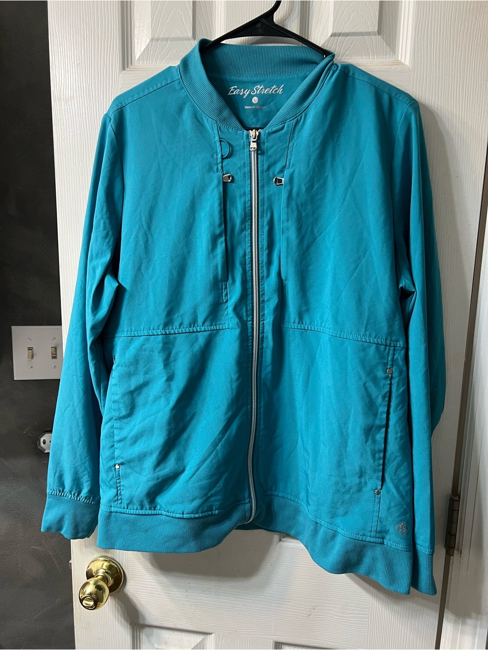 Women’s Large Easy Stretch Teal Zip Front Jacket